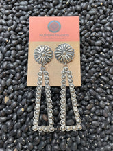 Load image into Gallery viewer, Navajo Sterling Silver Concho Dangle Earrings By Eugene Charley