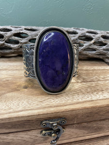 Stunning Navajo Sterling Purple Spiny Cuff Bracelet By Janet Garcia