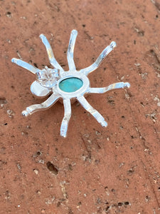 Natural Kingman Turquoise & Sterling Silver Spider Stud Earrings