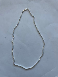 3mm Sterling Silver Pearl Beaded 16” Necklace