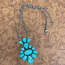 Load image into Gallery viewer, Navajo Cariro Blue &amp; Sterling Silver Cluster Necklace Signed &amp; Stamped