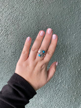 Load image into Gallery viewer, Navajo Sterling Silver &amp; 2 stone Turquoise Feather Adjustable Ring