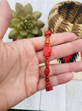 Load image into Gallery viewer, Navajo Apple Coral &amp; Sterling Silver Beaded Bracelet