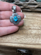 Load image into Gallery viewer, Navajo Sterling Silver Turquoise Pendant By Chimney Butte