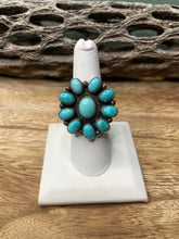 Load image into Gallery viewer, Navajo Turquoise And Sterling Silver Adjustable Cluster Ring