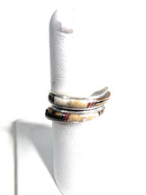 Load image into Gallery viewer, Old Pawn Navajo Sterling Silver, Tigers Eye, Onyx &amp; Coral Inlay Ring Size 6