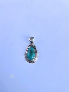 Navajo Turquoise & Sterling Silver Pendant Signed