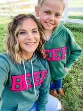 Load image into Gallery viewer, Kids Hoodie - BEEF (Green with Pink Patch)