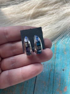 Navajo Blue Opal Inlay & Sterling Silver Earrings