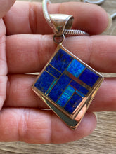 Load image into Gallery viewer, Navajo Lapis, Turquoise, Blue Opal Pointed Square Pendant