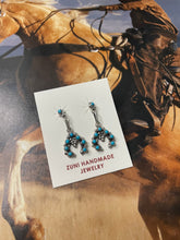 Load image into Gallery viewer, Zuni Turquoise And Sterling Silver Naja Dangle Earrings
