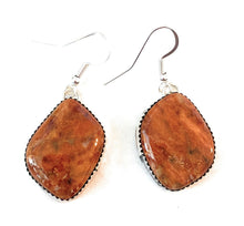 Load image into Gallery viewer, Navajo Sterling Silver &amp; Orange Spiny Dangle Earrings
