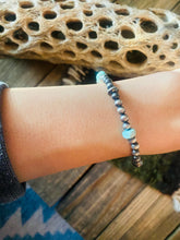 Load image into Gallery viewer, Handmade Turquoise &amp; Sterling Silver Beaded Graduated Stretch Bracelet 4 stone