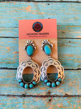 Load image into Gallery viewer, Navajo Sterling Silver &amp; Turquoise Concho Dangle Earrings