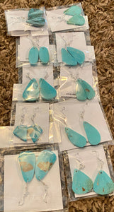 Navajo Sterling Silver Turquoise Slab Dangle Earrings