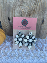 Load image into Gallery viewer, Navajo White Buffalo Cluster Earrings By Sheila Becenti