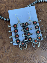 Load image into Gallery viewer, Navajo Orange Spiny and Sterling Silver Blossom Dangle Earrings