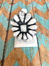 Load image into Gallery viewer, Navajo Sterling Silver &amp; White Buffalo Cluster Adjustable Ring