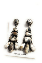Load image into Gallery viewer, Navajo White Buffalo Cluster Dangle Earrings By Sheila Becenti