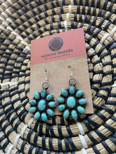 Load image into Gallery viewer, Navajo Sterling Silver &amp; Turquoise Cluster Dangle Earrings Signed