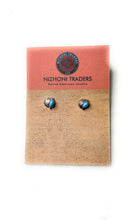 Load image into Gallery viewer, Beautiful Navajo Turquoise And Sterling Silver Leaf Studs