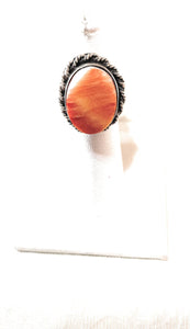 Old Pawn Navajo Sterling Silver & Orange Spiny Ring Size 5