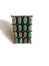 Load image into Gallery viewer, Jacqueline Silver Turquoise Sterling Silver Cluster Ring Size 9 Signed