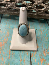 Load image into Gallery viewer, Old Pawn Navajo Sterling Silver &amp; Light Blue Larimer Ring Size 8.5