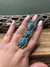 Load image into Gallery viewer, Navajo Turquoise And Sterling Silver Statement Ring Sz 9