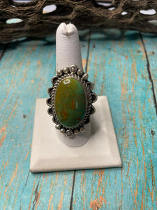 Old Pawn Navajo Sterling Silver & Royston Turquoise Ring Size 9