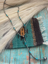 Load image into Gallery viewer, Navajo Sterling Silver Turquoise Beaded Rosary Style Necklace