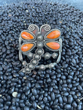 Load image into Gallery viewer, Navajo Sterling Silver And Orange Spiny Dragonfly Cuff Bracelet By K Billah
