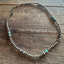 Load image into Gallery viewer, *AUTHENTIC* Navajo Sterling Silver Pearl Turquoise Beaded Necklace 16 Inch