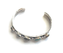 Load image into Gallery viewer, Navajo Sterling Cuff &amp; Turquoise 5 Stone Cuff Bracelet Signed