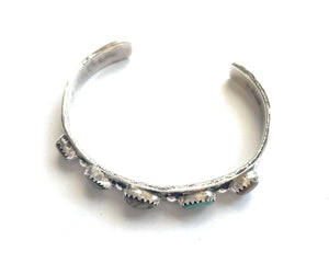Navajo Sterling Cuff & Turquoise 5 Stone Cuff Bracelet Signed