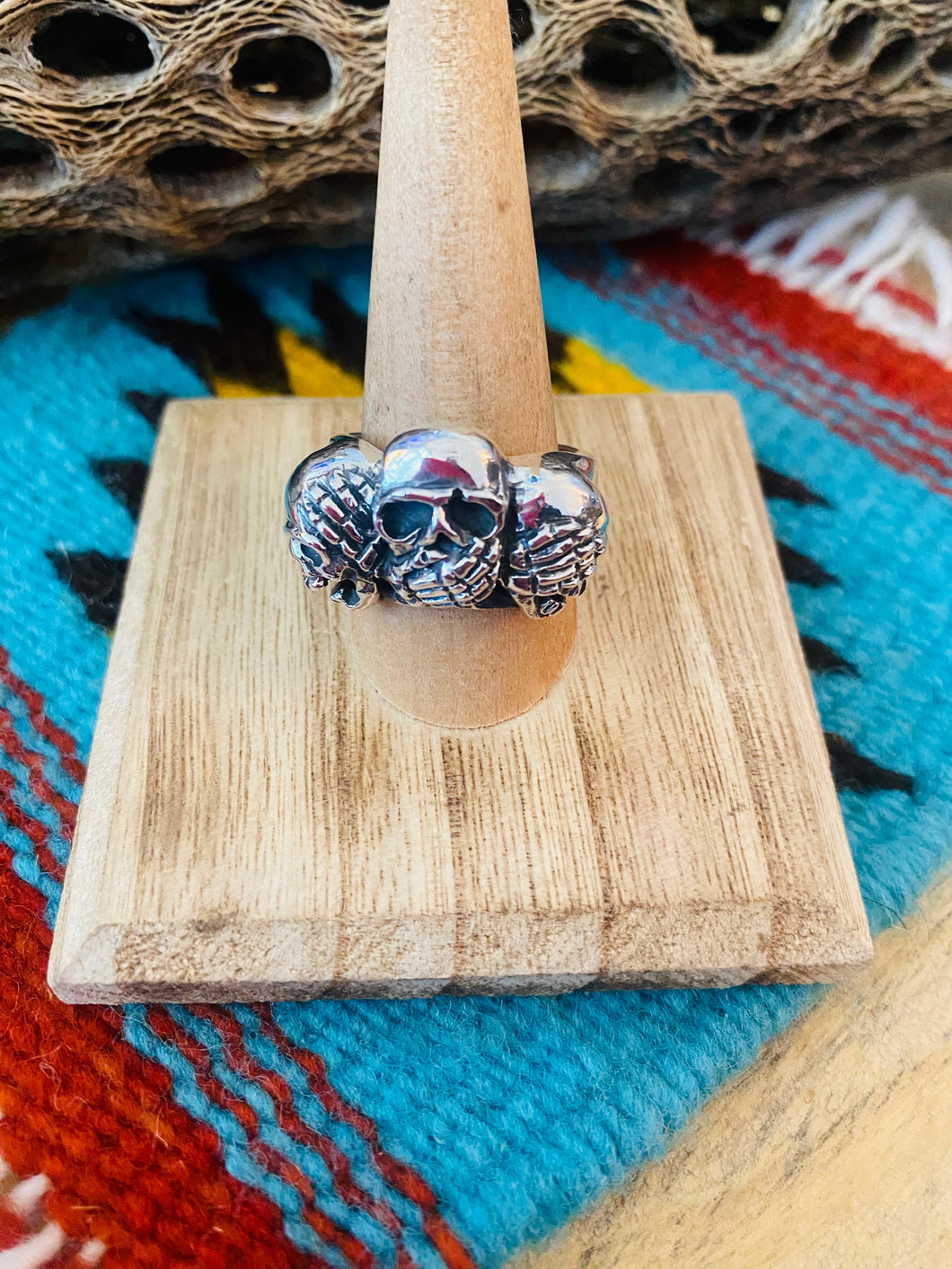 Handmade Sterling Silver Skull Ring Size 9.25