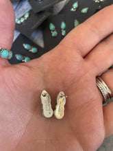 Load image into Gallery viewer, Navajo Sterling Silver &amp; Green Kingman Turquoise Post Earrings