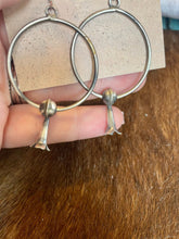 Load image into Gallery viewer, Navajo Sterling Silver Blossom Dangle Hoop Earrings
