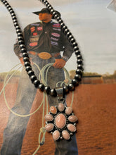 Load image into Gallery viewer, Navajo Queen Pink Conch Shell And Sterling Silver Pendant Signed Sheila