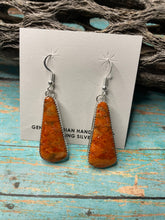 Load image into Gallery viewer, Navajo Apple Coral And Sterling Silver Dangle Earrings