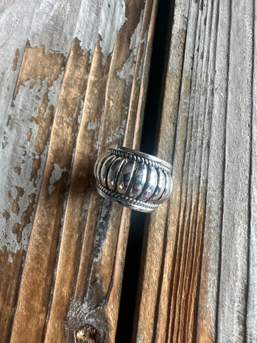 *AUTHENTIC* Handmade Sterling Silver Adjustable Wave Cigar Band Ring