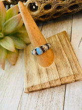 Load image into Gallery viewer, Navajo Blue Opal and Sterling Silver Concho Band Ring