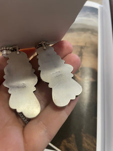 Navajo White Buffalo Cluster Dangle Earrings By Sheila Becenti