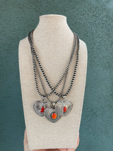Load image into Gallery viewer, Navajo Orange Spiny &amp; Sterling Silver Heart Pendant