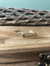 Load image into Gallery viewer, Navajo Sterling Silver And Coral Baby Cuff Bracelet