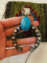 Load image into Gallery viewer, Navajo Sterling Silver &amp; Turquoise Naja Pendant By Chimney Butte
