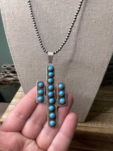 Load image into Gallery viewer, Navajo Sterling Silver &amp; Turquoise Cactus Necklace