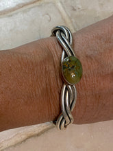 Load image into Gallery viewer, Braided Sterling Silver Tibetan Turquoise Cuff Bracelet