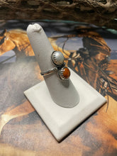 Load image into Gallery viewer, Handmade Apple Coral &amp; Pearl Ring Size 7.5