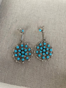 Zuni Turquoise Sterling Silver Dangle Earrings